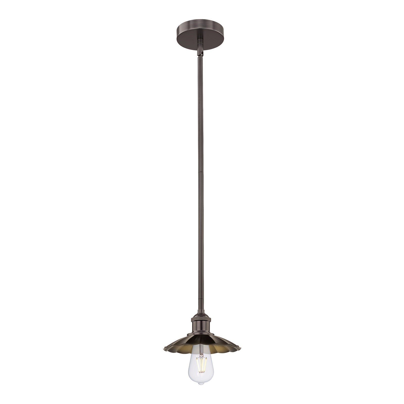 Innovations Scallop 7.5in 1-Light Mini Pendant | Traditional Industrial Oil Rubbed Bronze Steel and Cast Brass with Metal Shade | Model 616-1S-OB-M17-OB