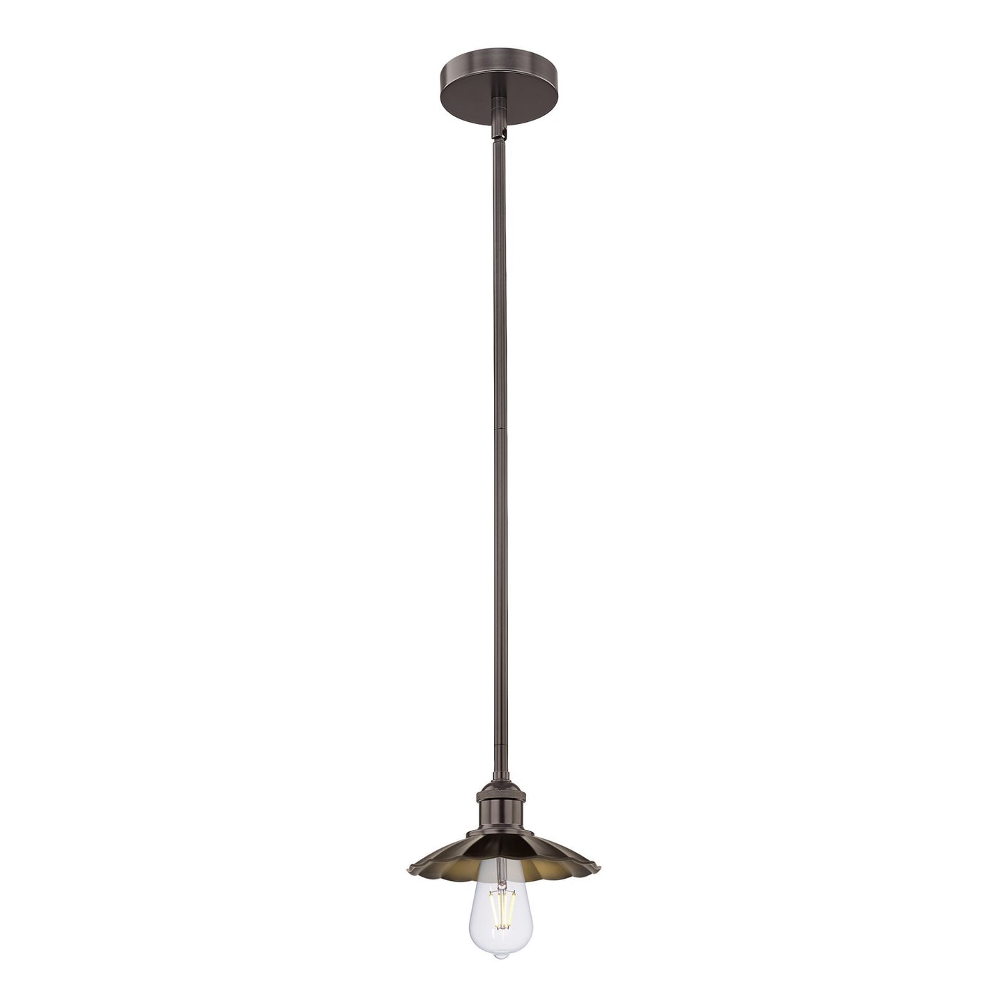 Innovations Scallop 7.5in 1-Light Mini Pendant | Traditional Industrial Oil Rubbed Bronze Steel and Cast Brass with Metal Shade | Model 616-1S-OB-M17-OB