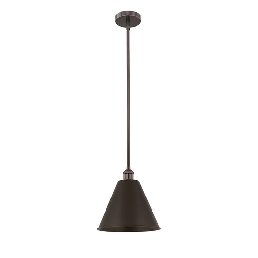 Innovations Berkshire 12in 1-Light Mini Pendant | Industrial Oil Rubbed Bronze Steel and Oil Rubbed Bronze Metal Shade | Model 616-1S-OB-MBC-12-OB-LED