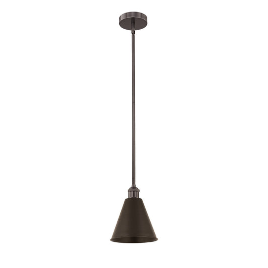 Innovations Berkshire 8in 1-Light Mini Pendant | Industrial Oil Rubbed Bronze Steel and Cast Brass with Metal Shade | Kitchen | Model 616-1S-OB-MBC-8-OB