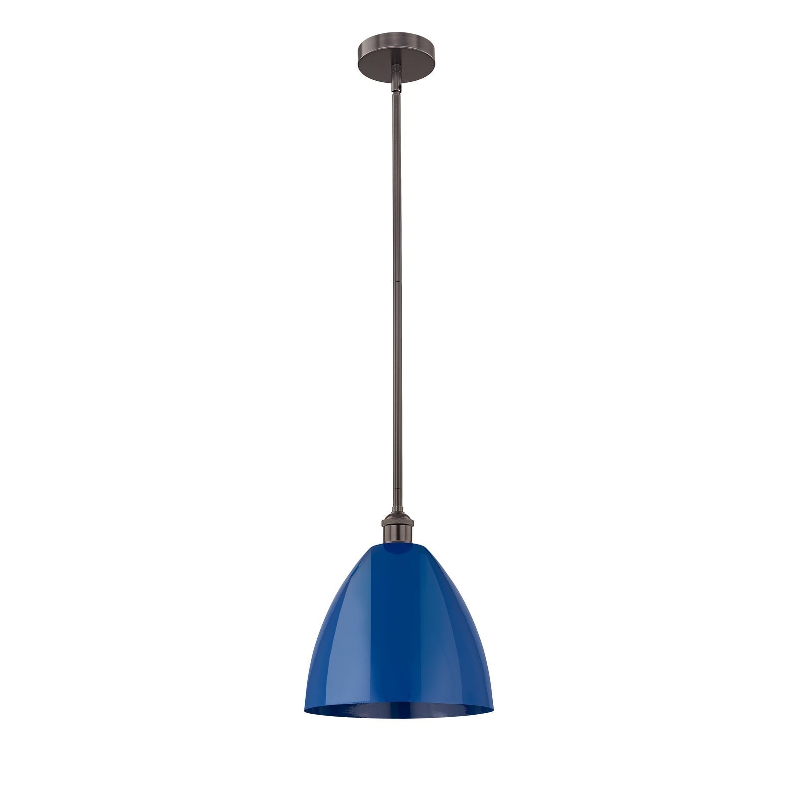 Innovations Plymouth 12in 1-Light Mini Pendant | Industrial Oil Rubbed Bronze Steel and Matte Blue Metal Shade | Kitchen | Model 616-1S-OB-MBD-12-BL