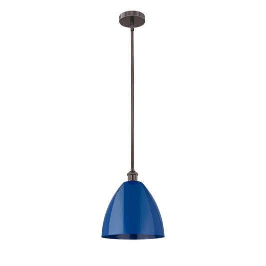 Innovations Plymouth 12in 1-Light Mini Pendant | Industrial Oil Rubbed Bronze Steel and Matte Blue Metal | Kitchen Island | Model 616-1S-OB-MBD-12-BL-LED