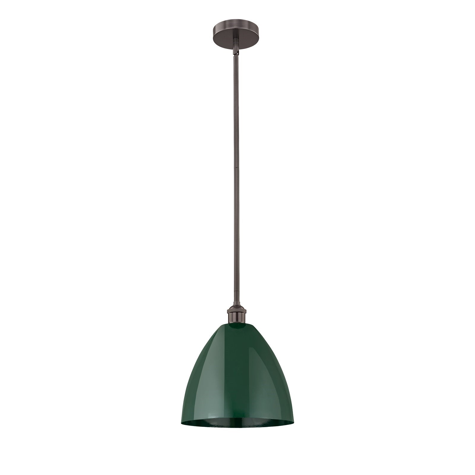 Innovations Plymouth 12in 1-Light Mini Pendant | Industrial Oil Rubbed Bronze Steel and Matte Green Metal | Kitchen Island | Model 616-1S-OB-MBD-12-GR-LED