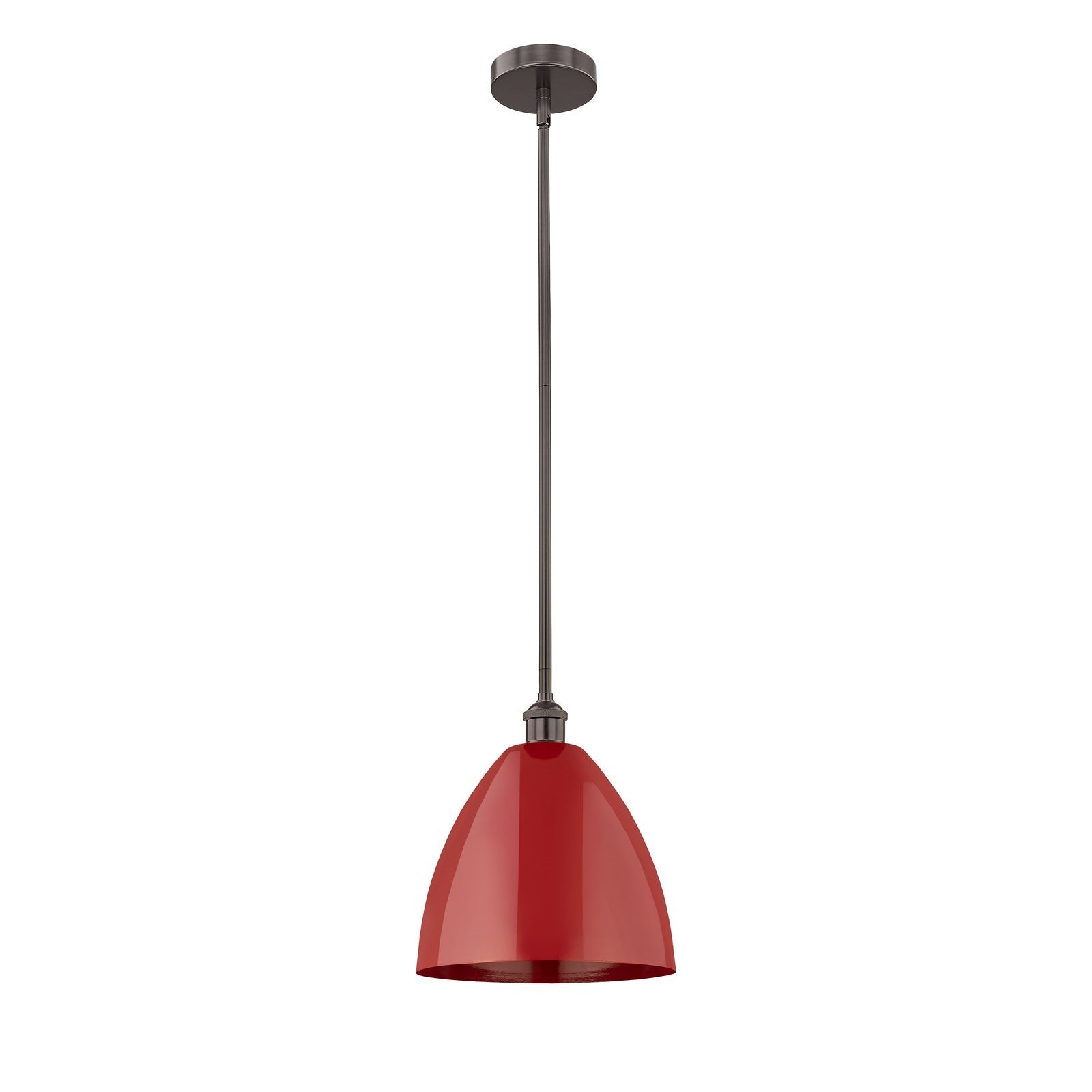 Innovations Plymouth 12in 1-Light Mini Pendant | Industrial Oil Rubbed Bronze Steel and Matte Red Metal | Kitchen Island & | Model 616-1S-OB-MBD-12-RD-LED
