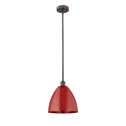 Innovations Plymouth 12in 1-Light Mini Pendant | Industrial Oil Rubbed Bronze Steel and Matte Red Metal | Kitchen Island & | Model 616-1S-OB-MBD-12-RD-LED