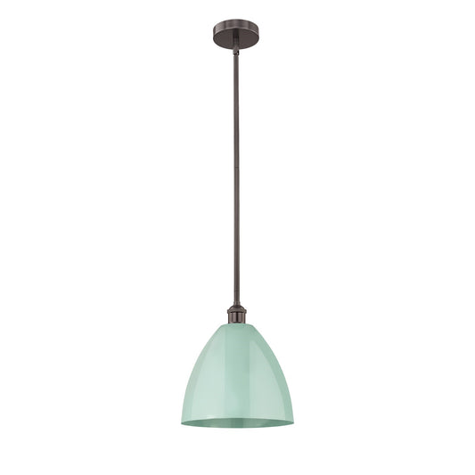 Innovations Plymouth 12in 1-Light Mini Pendant | Industrial Oil Rubbed Bronze Steel and Matte Seafoam Metal Shade | Kitchen | Model 616-1S-OB-MBD-12-SF