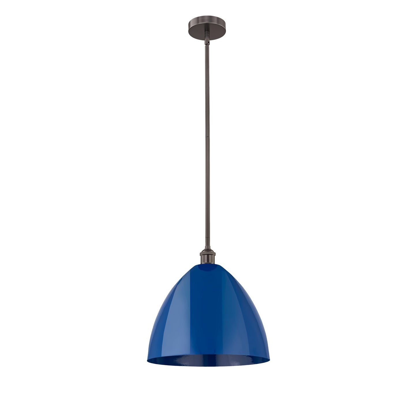 Innovations Plymouth 16in 1-Light Mini Pendant | Industrial Oil Rubbed Bronze Steel and Matte Blue Metal Shade | Kitchen | Model 616-1S-OB-MBD-16-BL