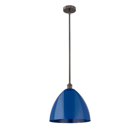 Innovations Plymouth 16in 1-Light Mini Pendant | Industrial Oil Rubbed Bronze and Matte Blue Metal | Kitchen Island & | Model 616-1S-OB-MBD-16-BL-LED