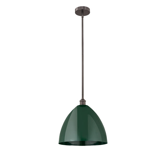 Innovations Plymouth 16in 1-Light Mini Pendant | Industrial Oil Rubbed Bronze Steel and Matte Green Metal | Kitchen Island & | Model 616-1S-OB-MBD-16-GR