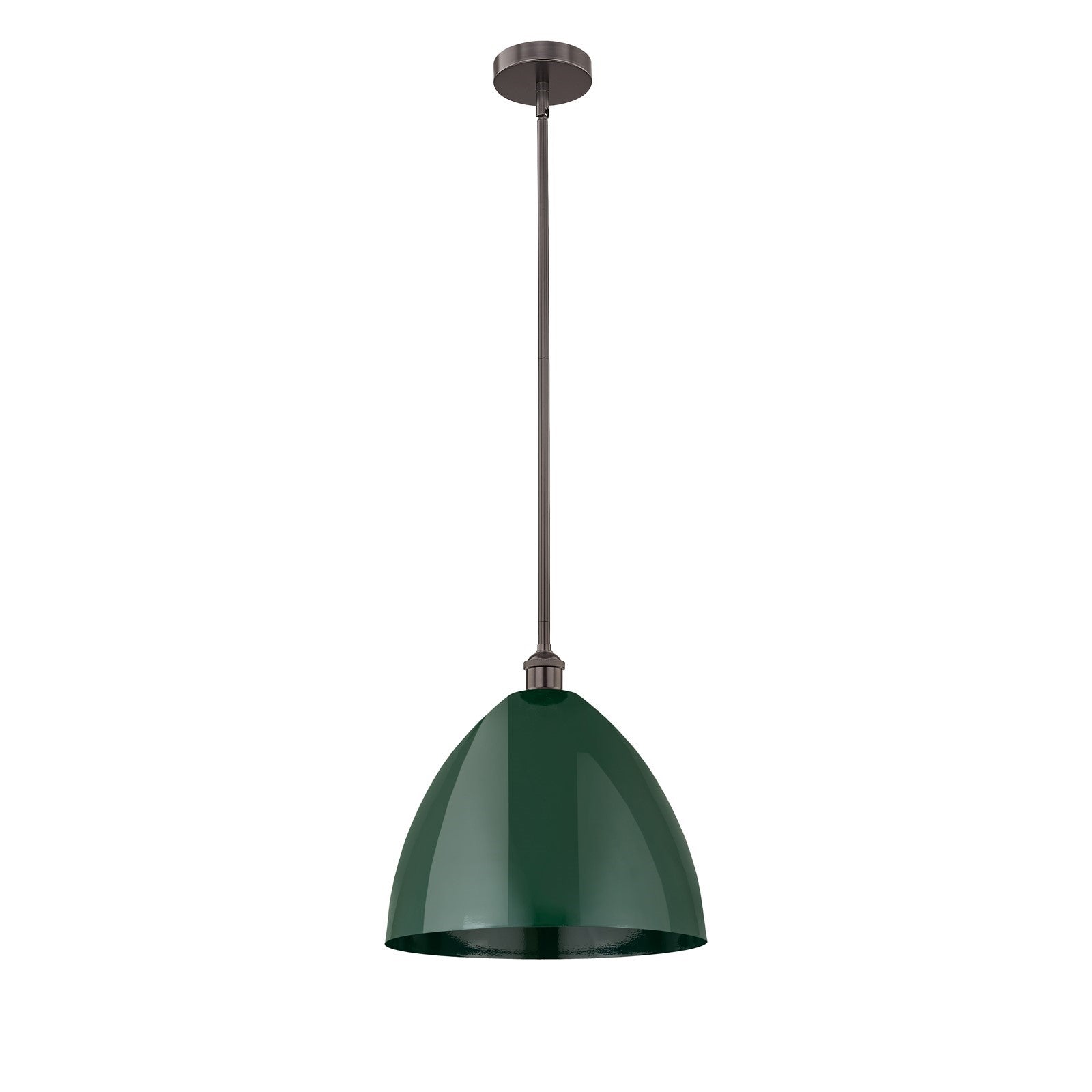Innovations Plymouth 16in 1-Light Mini Pendant | Industrial Oil Rubbed Bronze Steel and Matte Green Metal Shade | Kitchen | Model 616-1S-OB-MBD-16-GR-LED
