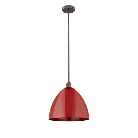 Innovations Plymouth 16in 1-Light Mini Pendant | Industrial Oil Rubbed Bronze Steel and Matte Red Metal | Kitchen Island & | Model 616-1S-OB-MBD-16-RD-LED