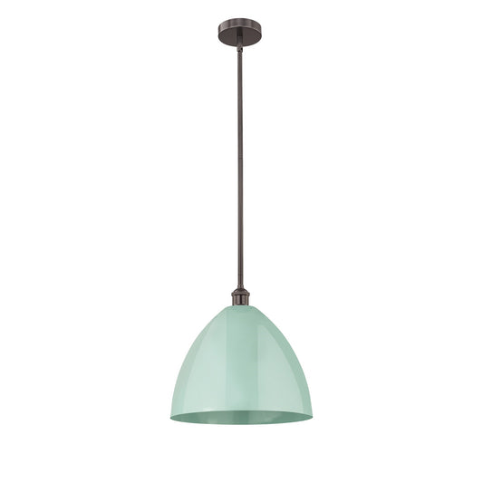 Innovations Plymouth 16in 1-Light Mini Pendant | Industrial Oil Rubbed Bronze Steel and Matte Seafoam Metal Shade | Model 616-1S-OB-MBD-16-SF-LED