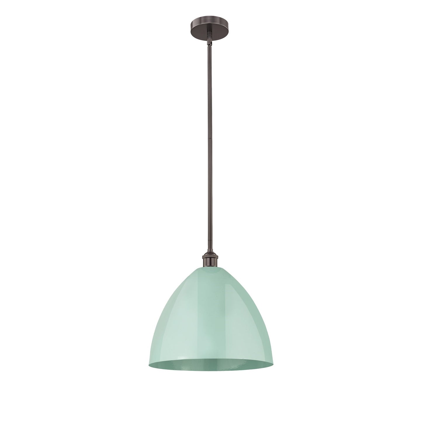 Innovations Plymouth 16in 1-Light Mini Pendant | Industrial Oil Rubbed Bronze Steel and Matte Seafoam Metal Shade | Model 616-1S-OB-MBD-16-SF-LED