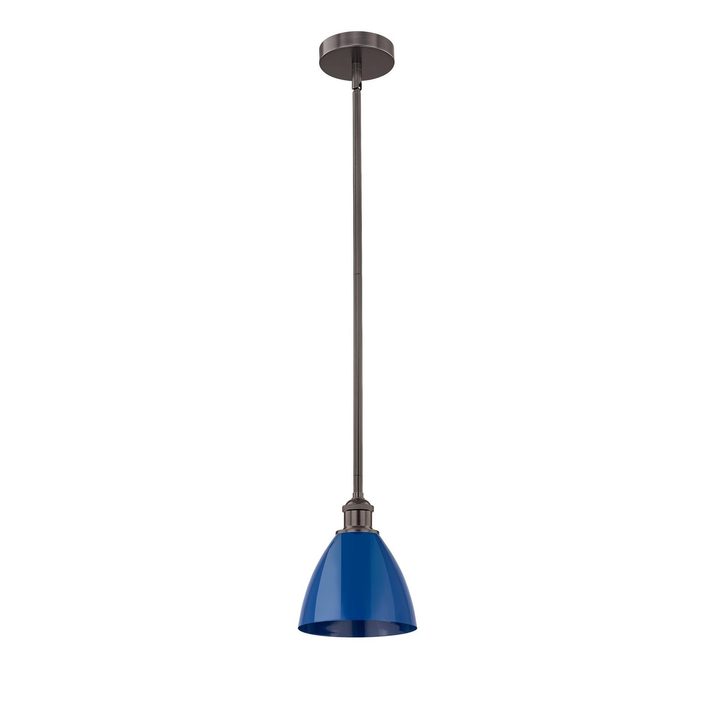 Innovations Plymouth 1-Light 7.5in Mini Pendant | Industrial Farmhouse Oil Rubbed Bronze Steel and Matte Blue Metal Shade | Model 616-1S-OB-MBD-75-BL