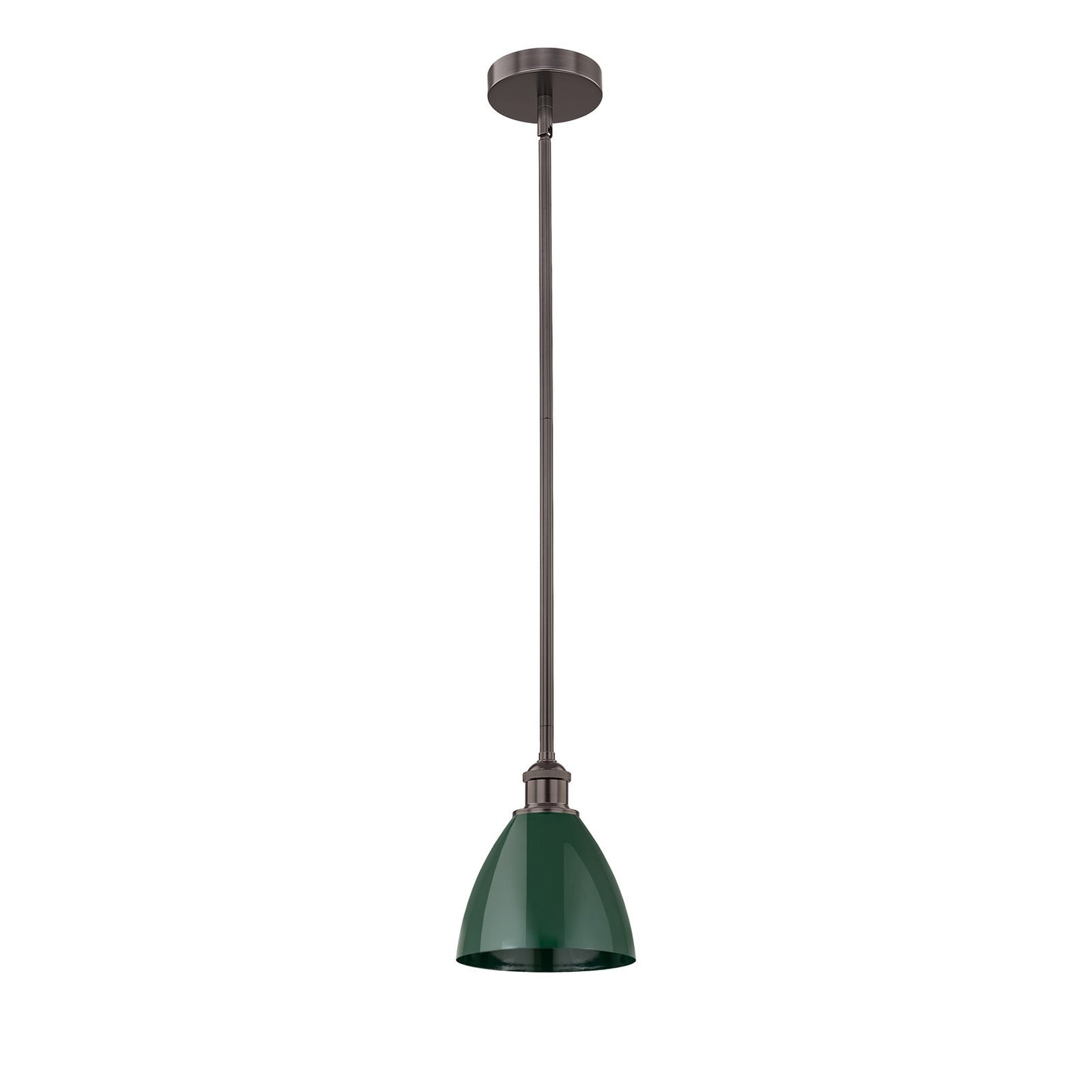 Innovations Plymouth 1-Light 7.5in Mini Pendant | Industrial Farmhouse Oil Rubbed Bronze Steel and Matte Green Metal Shade | Model 616-1S-OB-MBD-75-GR