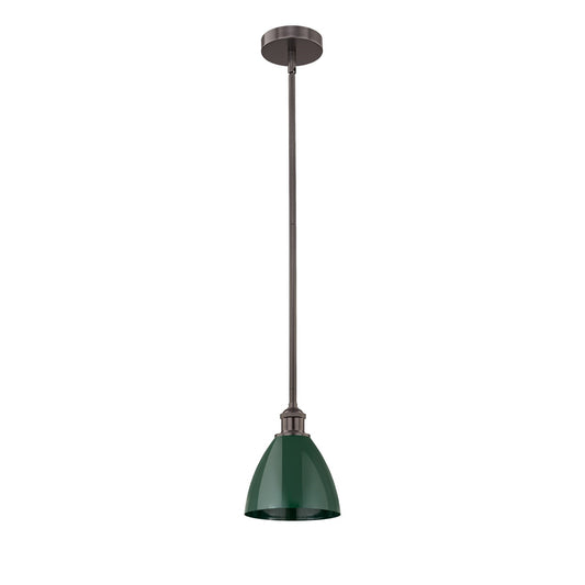Innovations Plymouth 1-Light 7.5in Mini Pendant | Industrial Farmhouse Oil Rubbed Bronze Steel and Matte Green Metal Shade | Model 616-1S-OB-MBD-75-GR