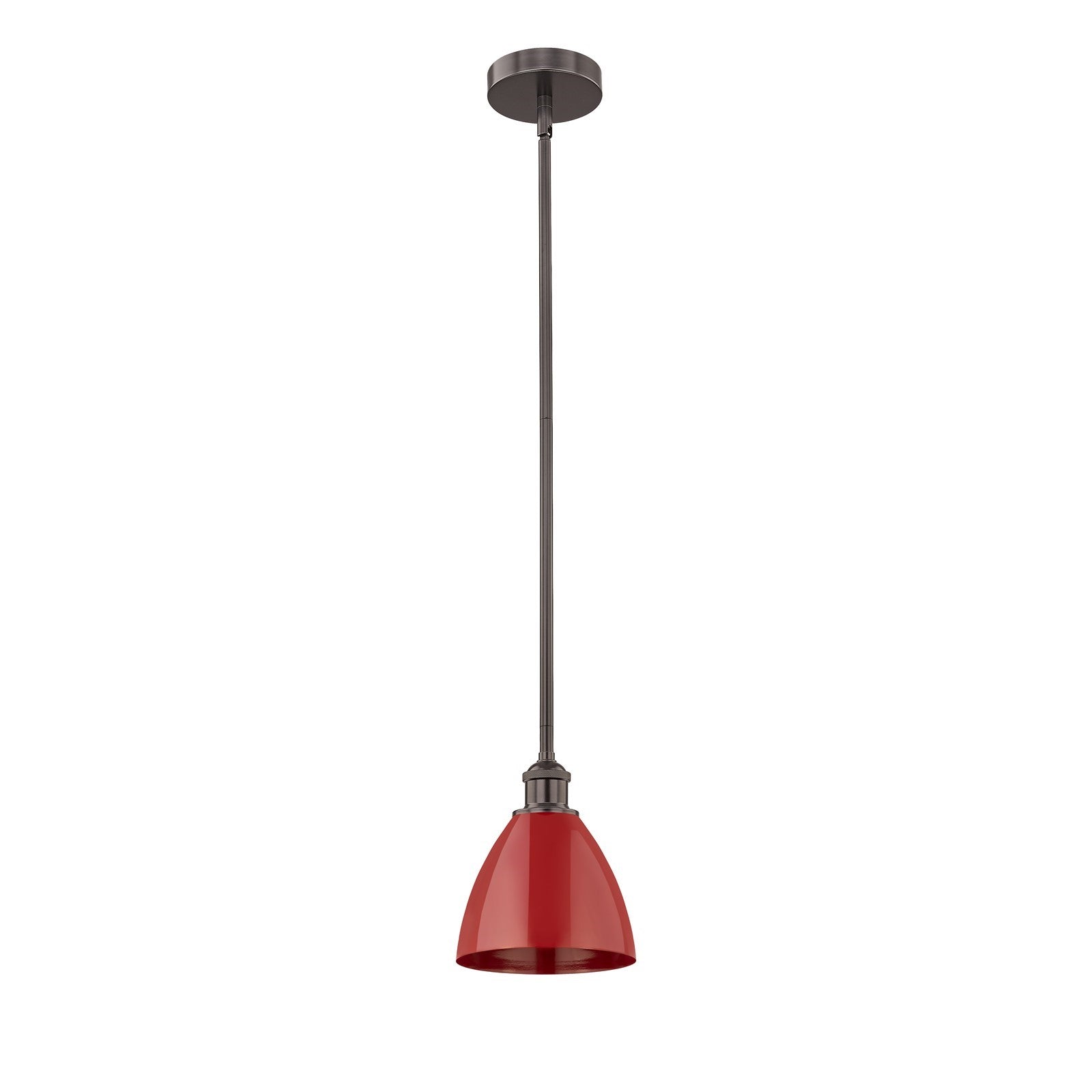 Innovations Plymouth 8in 1-Light Mini Pendant | Industrial Oil Rubbed Bronze and Matte Red Metal | Kitchen Island & Dining | Model 616-1S-OB-MBD-75-RD