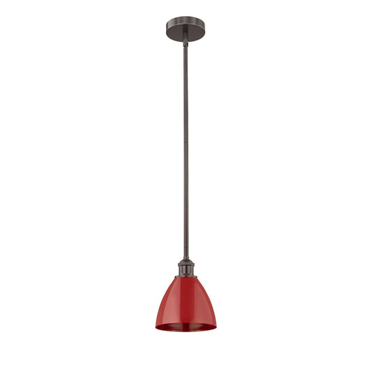 Innovations Plymouth 8in 1-Light Mini Pendant | Industrial Oil Rubbed Bronze and Matte Red Metal | Kitchen Island & Dining | Model 616-1S-OB-MBD-75-RD