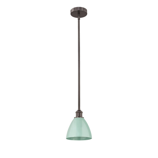 Innovations Plymouth 1-Light Mini Pendant | Industrial Farmhouse Oil Rubbed Bronze Steel and Matte Seafoam Metal Shade | Model 616-1S-OB-MBD-75-SF-LED