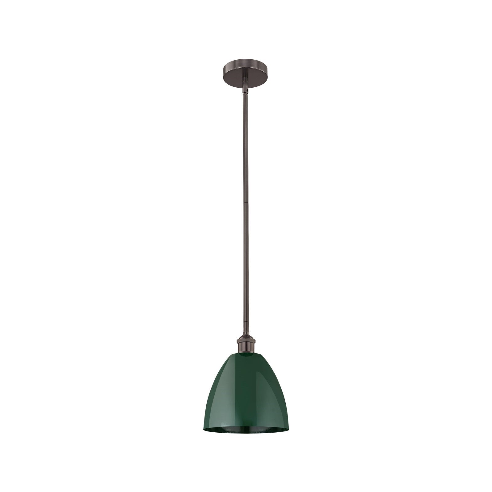 Innovations Plymouth 9in 1-Light Mini Pendant | Industrial Oil Rubbed Bronze Steel and Matte Green Metal | Kitchen Island & | Model 616-1S-OB-MBD-9-GR-LED