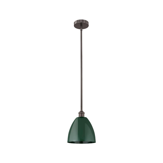 Innovations Plymouth 9in 1-Light Mini Pendant | Industrial Oil Rubbed Bronze Steel and Matte Green Metal | Kitchen Island & | Model 616-1S-OB-MBD-9-GR-LED