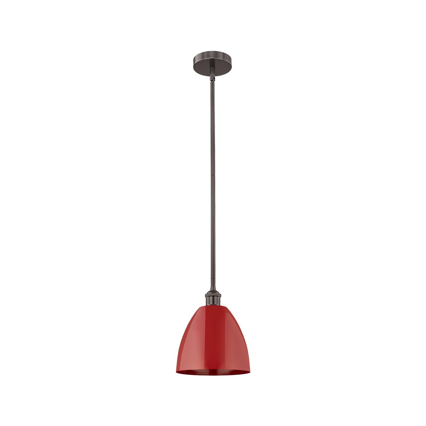 Innovations Plymouth 9in 1-Light Mini Pendant | Industrial Oil Rubbed Bronze Steel and Cast Brass with Matte Red Metal Shade | Model 616-1S-OB-MBD-9-RD