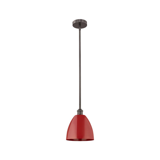 Innovations Plymouth 9in 1-Light Mini Pendant | Industrial Oil Rubbed Bronze Steel and Matte Red Metal | Kitchen Island & | Model 616-1S-OB-MBD-9-RD-LED