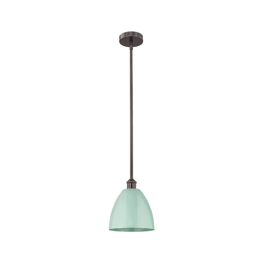 Innovations Plymouth 9in 1-Light Mini Pendant | Industrial Oil Rubbed Bronze Steel and Matte Seafoam Metal Shade | Kitchen | Model 616-1S-OB-MBD-9-SF-LED