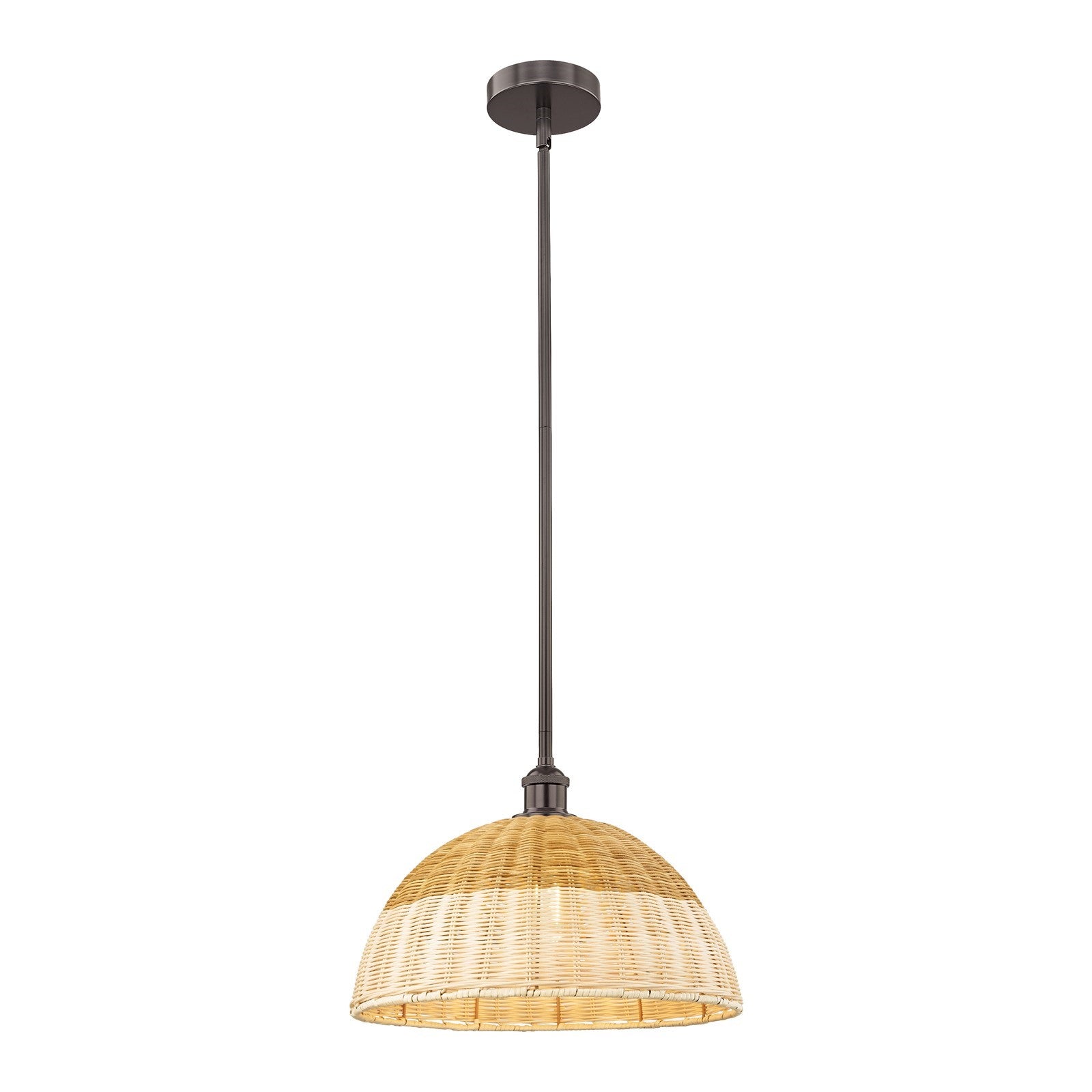 Innovations Lighting Bristol Natural II 16in 1-Light Mini Pendant | Industrial Oil Rubbed Bronze Steel and Natural Fiber | Model 616-1S-OB-NBD2-16-NAT