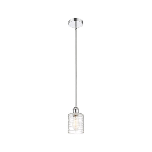 Innovations Cobbleskill 5in 1-Light Mini Pendant | Art Nouveau Polished Chrome and Clear Deco Swirl Glass | Kitchen Island & | Model 616-1S-PC-G1113