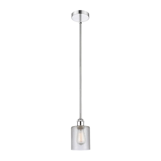 Innovations Cobbleskill 5in 1-Light Mini Pendant | Industrial Polished Chrome Steel and Clear Cobbleskill Glass | Kitchen Island & | Model 616-1S-PC-G112