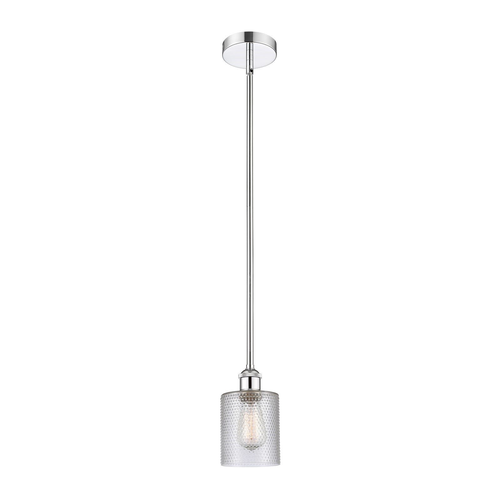 Innovations Cobbleskill 5in 1-Light Mini Pendant | Industrial Polished Chrome Steel and Clear Cobbleskill Glass | Kitchen | Model 616-1S-PC-G112-LED