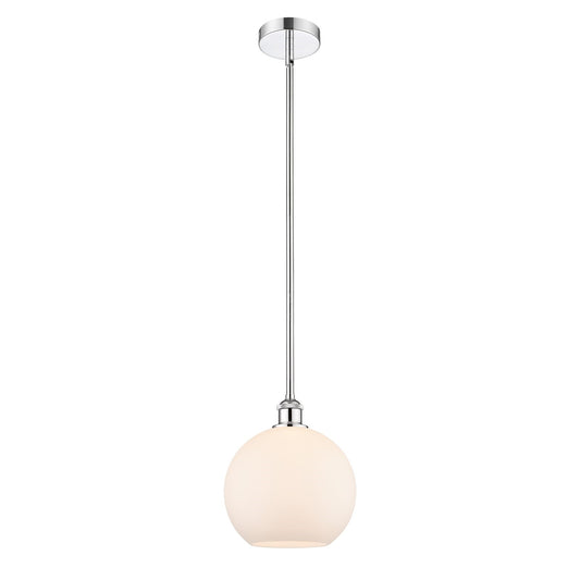 Innovations Athens 10in 1-Light Mini Pendant | Industrial Polished Chrome Steel and Matte White Glass | Kitchen Island & | Model 616-1S-PC-G121-10-LED