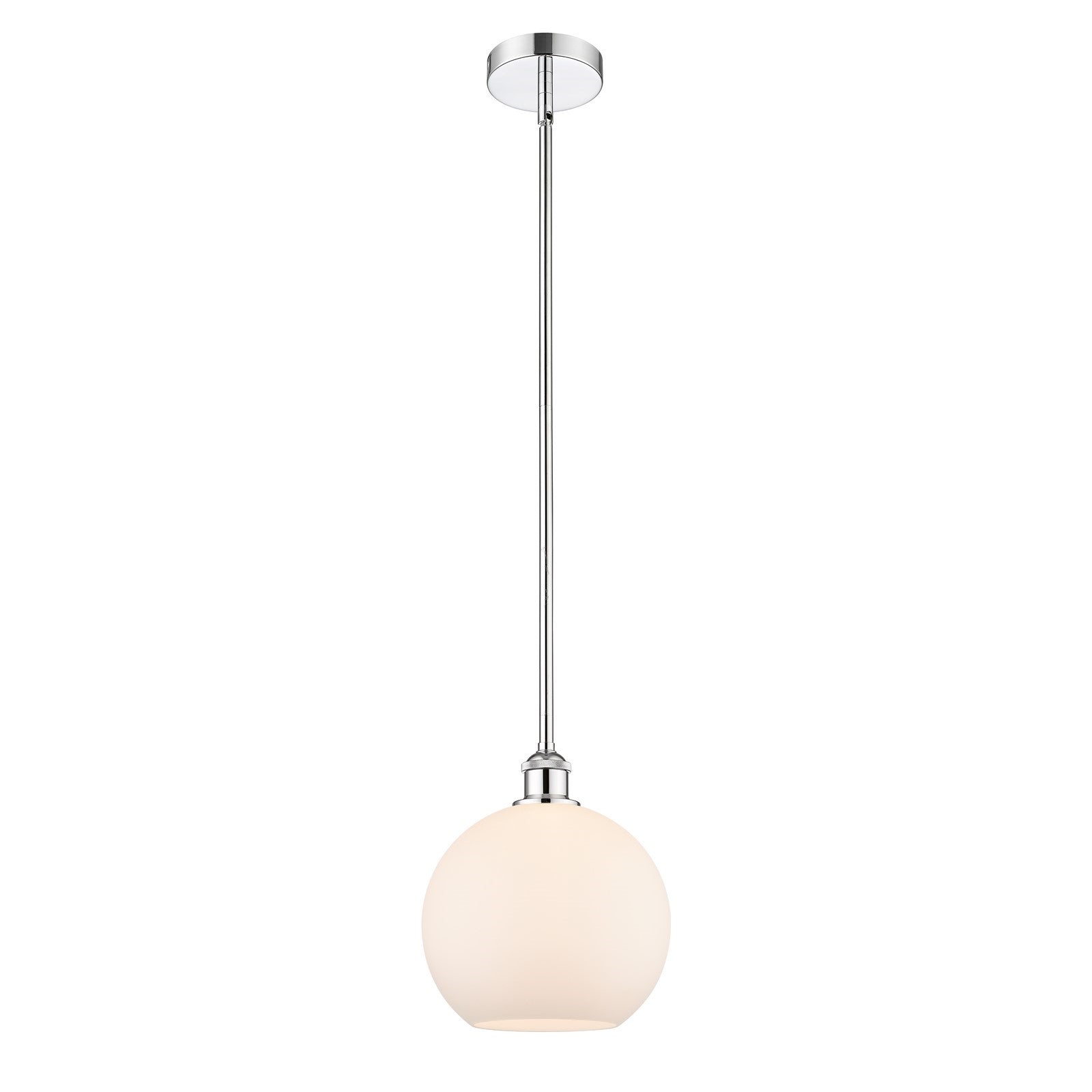 Innovations Athens 10in 1-Light Mini Pendant | Industrial Polished Chrome Steel and Matte White Glass | Kitchen Island & | Model 616-1S-PC-G121-10-LED