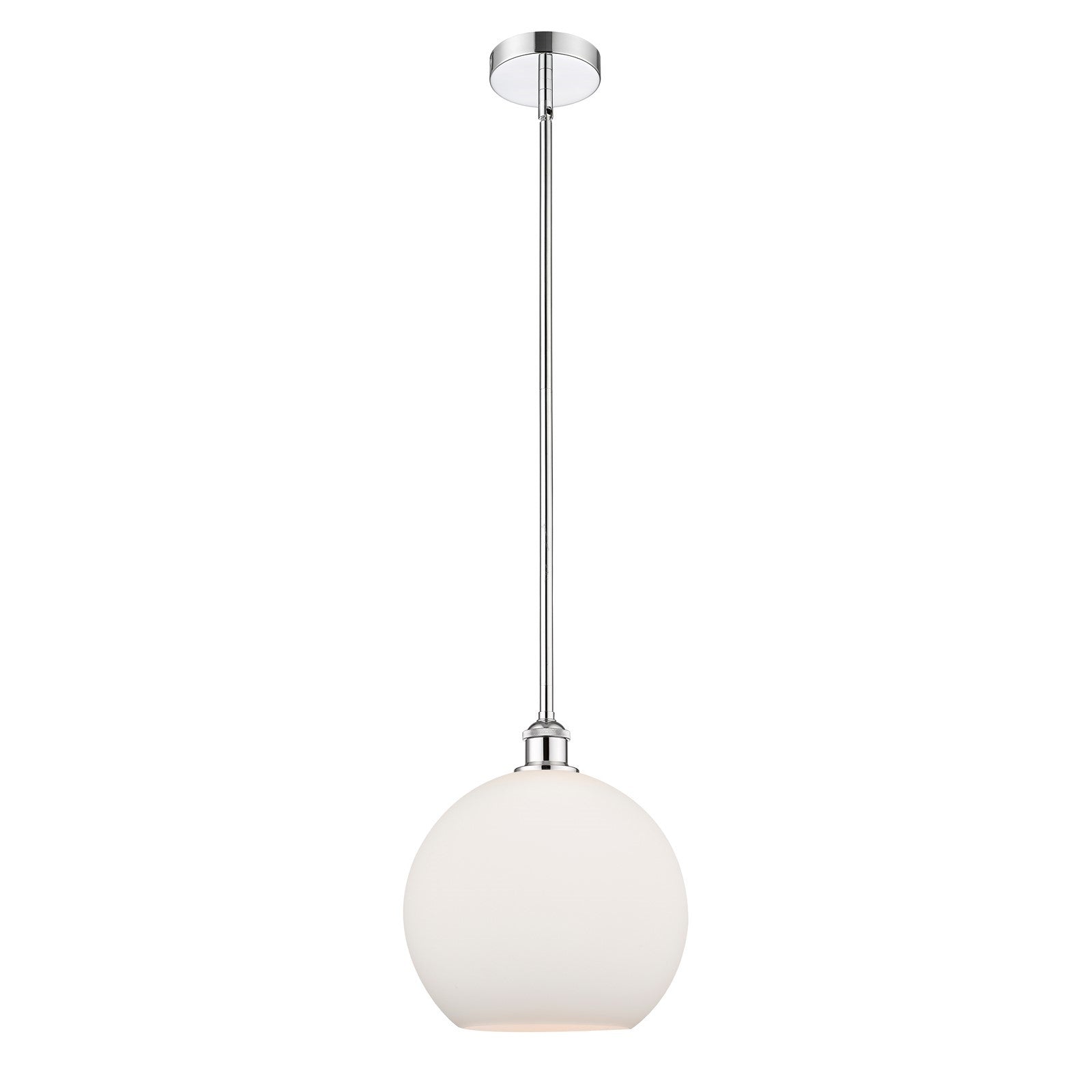 Innovations Athens 12in 1-Light Mini Pendant | Industrial Polished Chrome and Matte White Glass | Kitchen Island & Dining Room | Model 616-1S-PC-G121-12