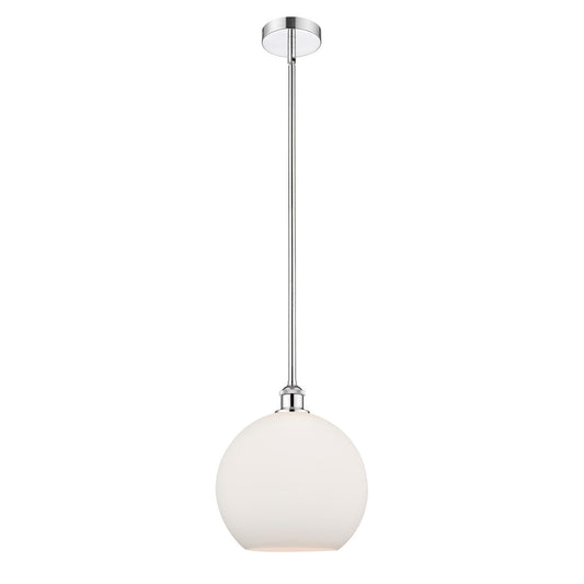 Innovations Athens 12in 1-Light Mini Pendant | Industrial Polished Chrome and Matte White Glass | Kitchen Island & Dining | Model 616-1S-PC-G121-12-LED