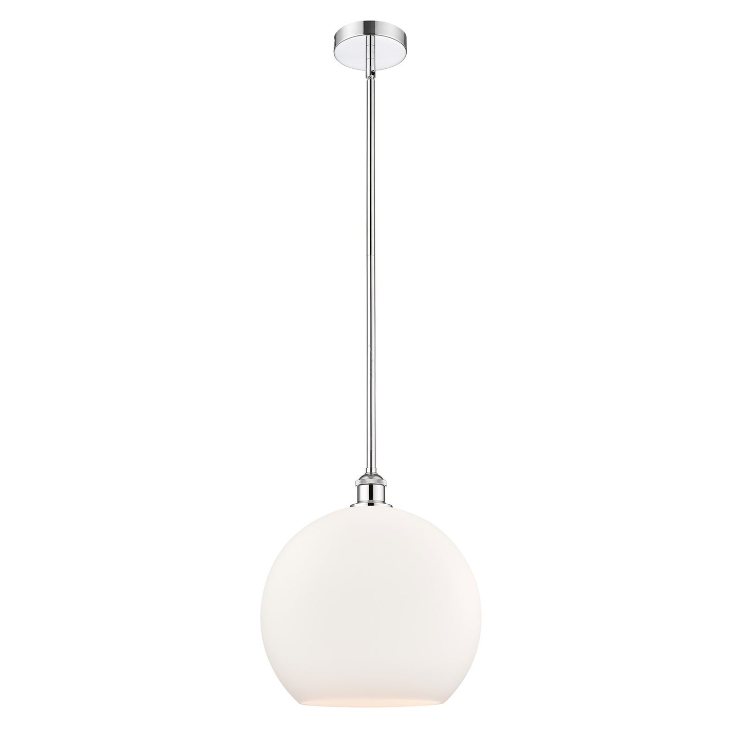Innovations Athens 14in 1-Light Pendant | Industrial Polished Chrome Steel and Matte White Glass | Kitchen Island & Dining | Model 616-1S-PC-G121-14-LED