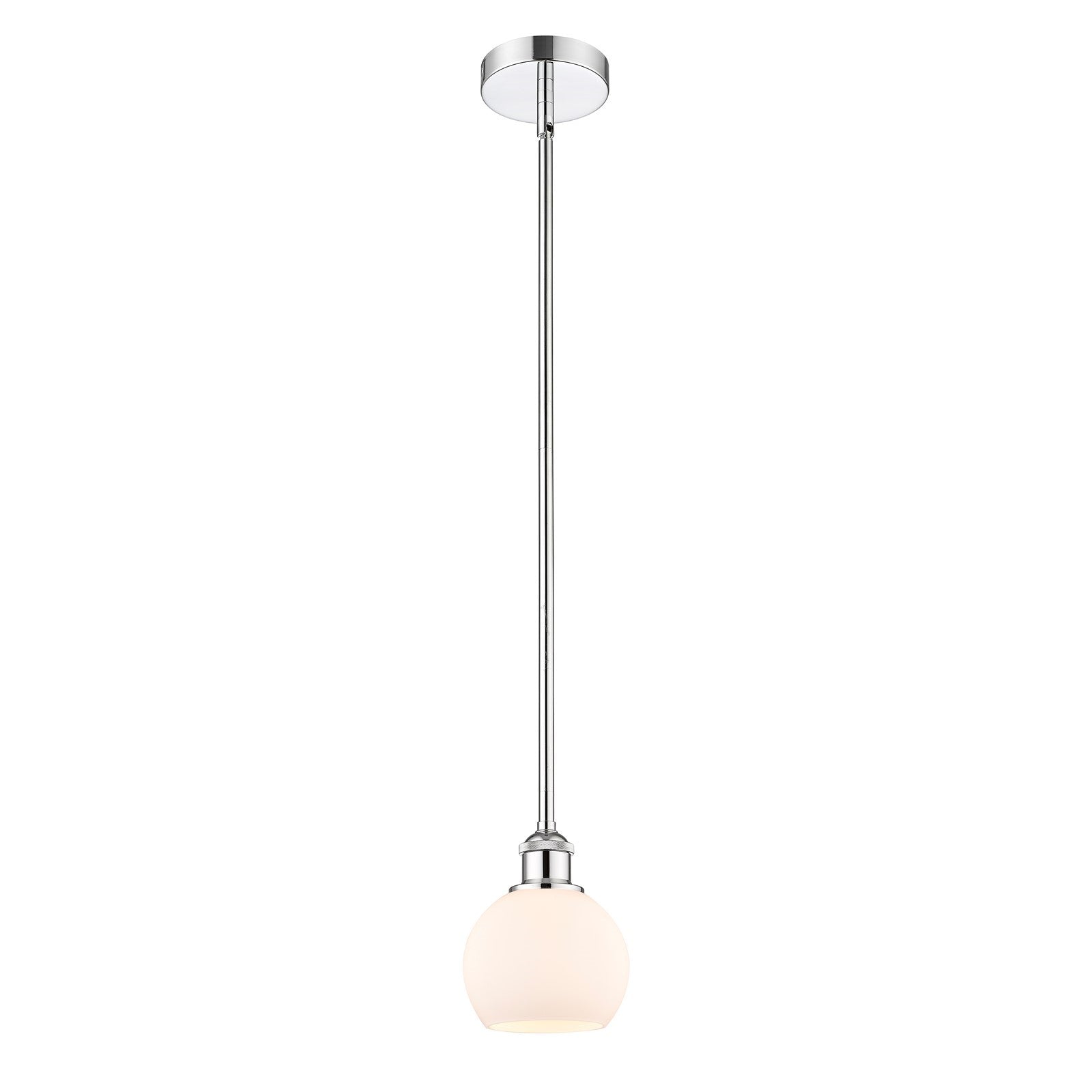 Innovations Athens 6in 1-Light Mini Pendant | Industrial Polished Chrome Steel and Matte White Cased Glass | Kitchen Island & | Model 616-1S-PC-G121-6
