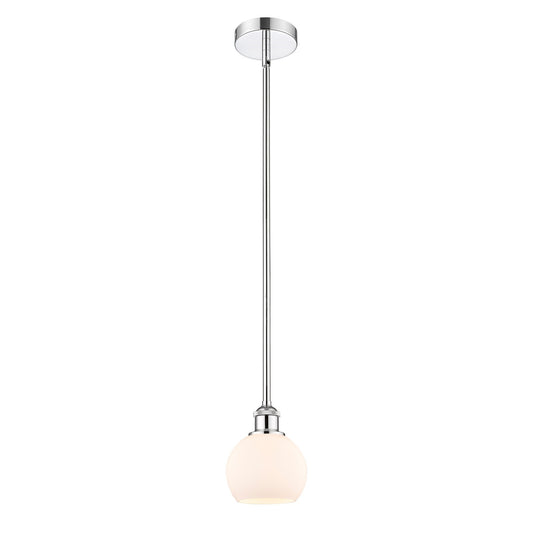 Innovations Athens 6in 1-Light Mini Pendant | Industrial Polished Chrome Steel and Matte White Cased Glass | Kitchen Island & | Model 616-1S-PC-G121-6