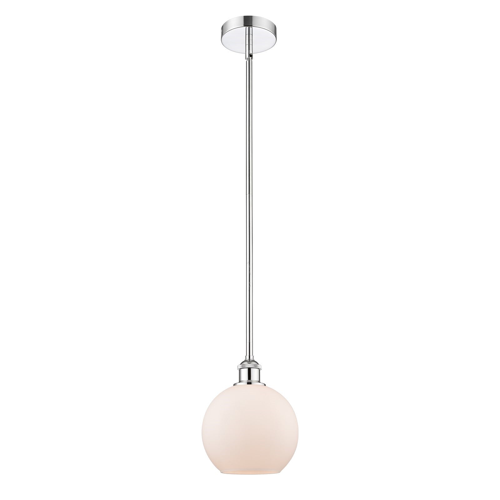 Innovations Athens 8in 1-Light Mini Pendant | Industrial Polished Chrome Steel and Matte White Frosted Glass | Kitchen Island | Model 616-1S-PC-G121-8-LED