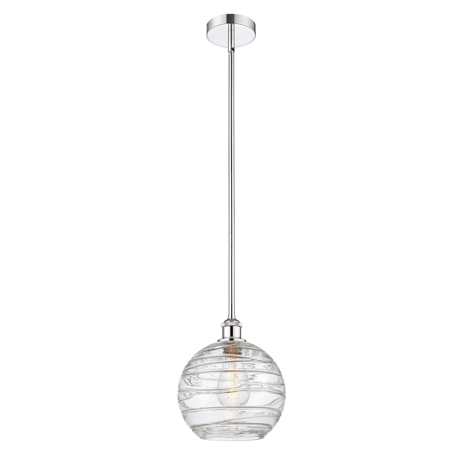 Innovations Athens Deco Swirl 10in 1-Light Mini Pendant | Industrial Polished Chrome Steel and Clear Deco Swirl Glass | Model 616-1S-PC-G1213-10CL