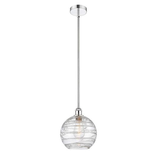 Innovations Athens Deco Swirl 10in 1-Light Mini Pendant | Industrial Polished Chrome Steel and Clear Deco Swirl Glass | Model 616-1S-PC-G1213-10CL