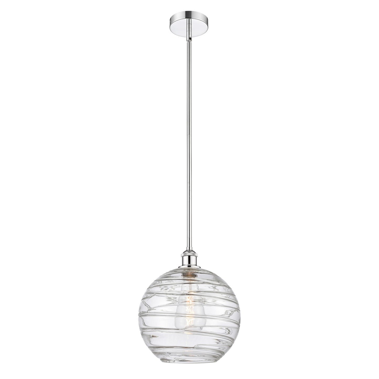 Innovations Athens Deco Swirl 12in 1-Light Mini Pendant | Industrial Polished Chrome and Clear Deco Swirl Glass | Kitchen | Model 616-1S-PC-G1213-12CL