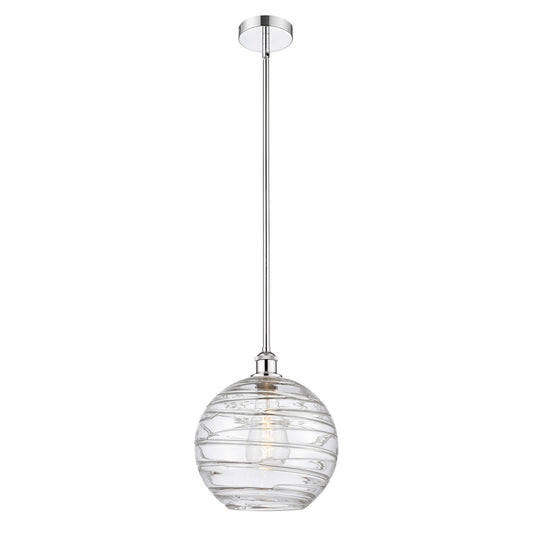Innovations Athens Deco Swirl 12in 1-Light Mini Pendant | Industrial Polished Chrome and Clear Deco Swirl Glass | Kitchen | Model 616-1S-PC-G1213-12CL