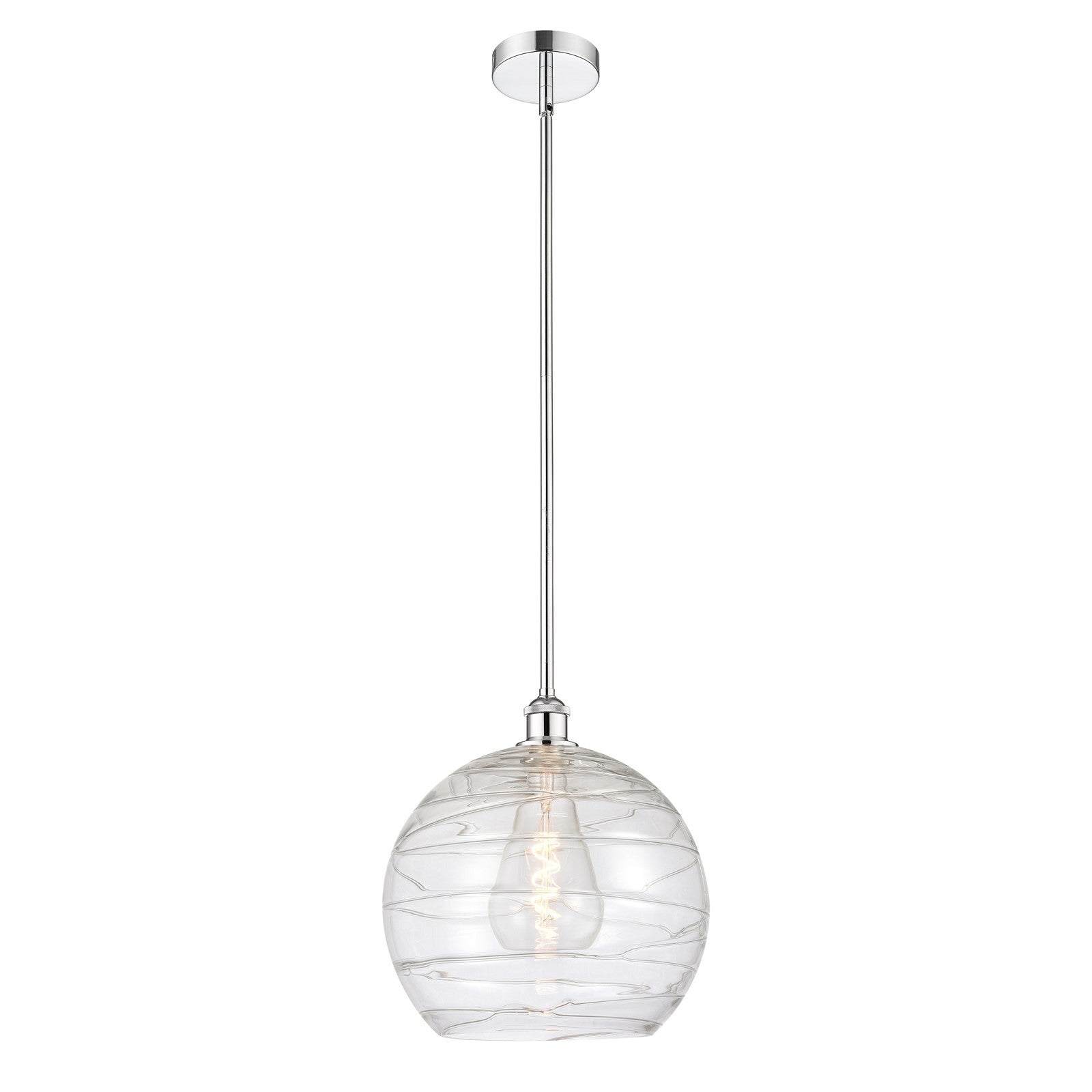Innovations Athens Deco Swirl 14in 1-Light Mini Pendant | Industrial Polished Chrome Steel and Clear Glass | Kitchen Island & | Model 616-1S-PC-G1213-14CL
