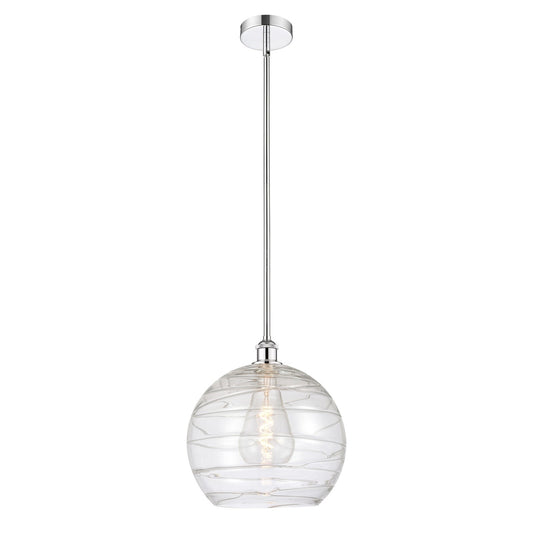 Innovations Athens Deco Swirl 14in 1-Light Mini Pendant | Industrial Polished Chrome Steel and Clear Glass | Kitchen Island & | Model 616-1S-PC-G1213-14CL