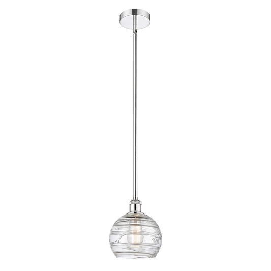 Innovations Athens Deco Swirl 8in 1-Light Mini Pendant | Industrial Polished Chrome and Clear Deco Swirl Glass | Kitchen | Model 616-1S-PC-G1213-8CL