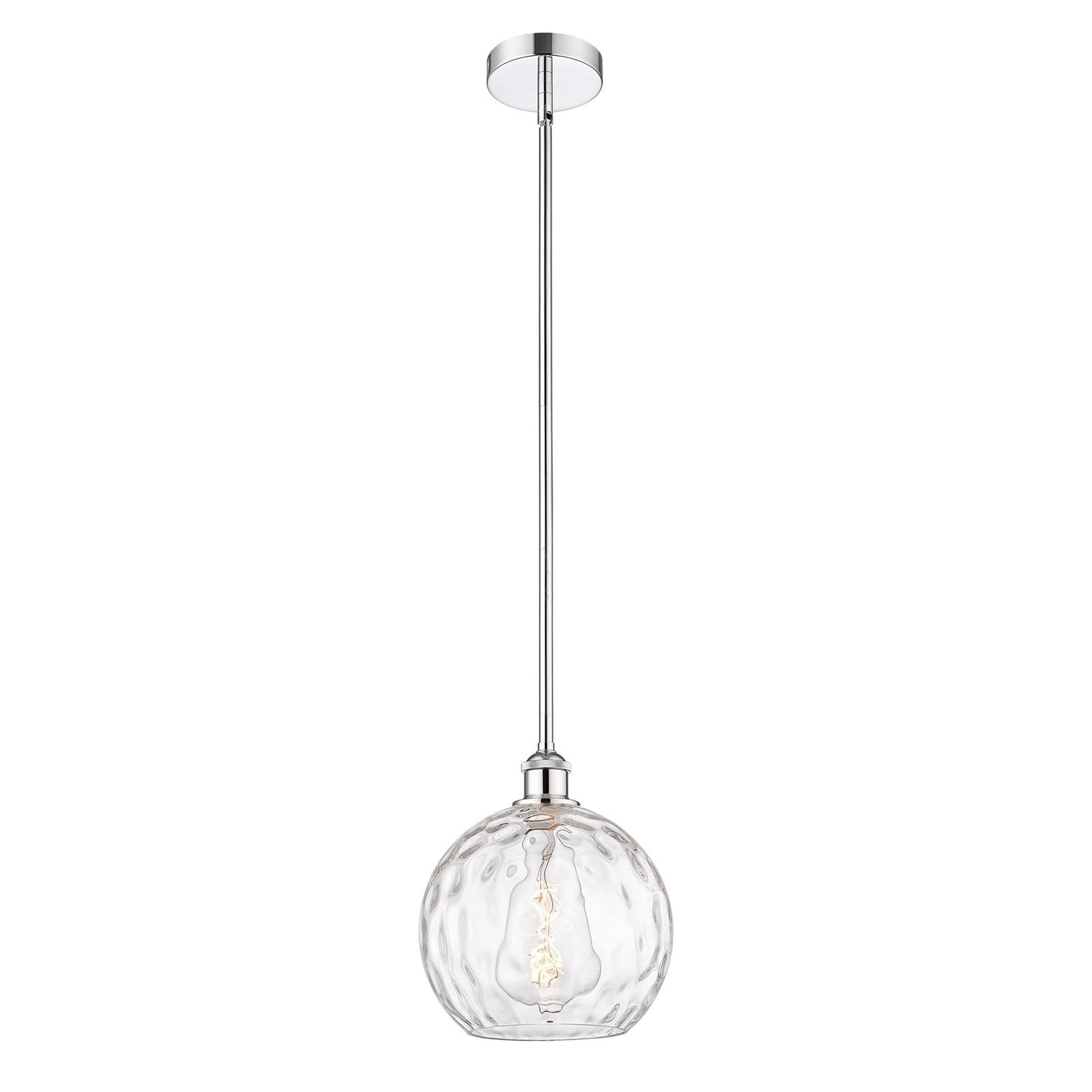 Innovations Athens Water Glass 10in 1-Light Mini Pendant | Industrial Polished Chrome Steel and Clear Glass | Kitchen Island & | Model 616-1S-PC-G1215-10