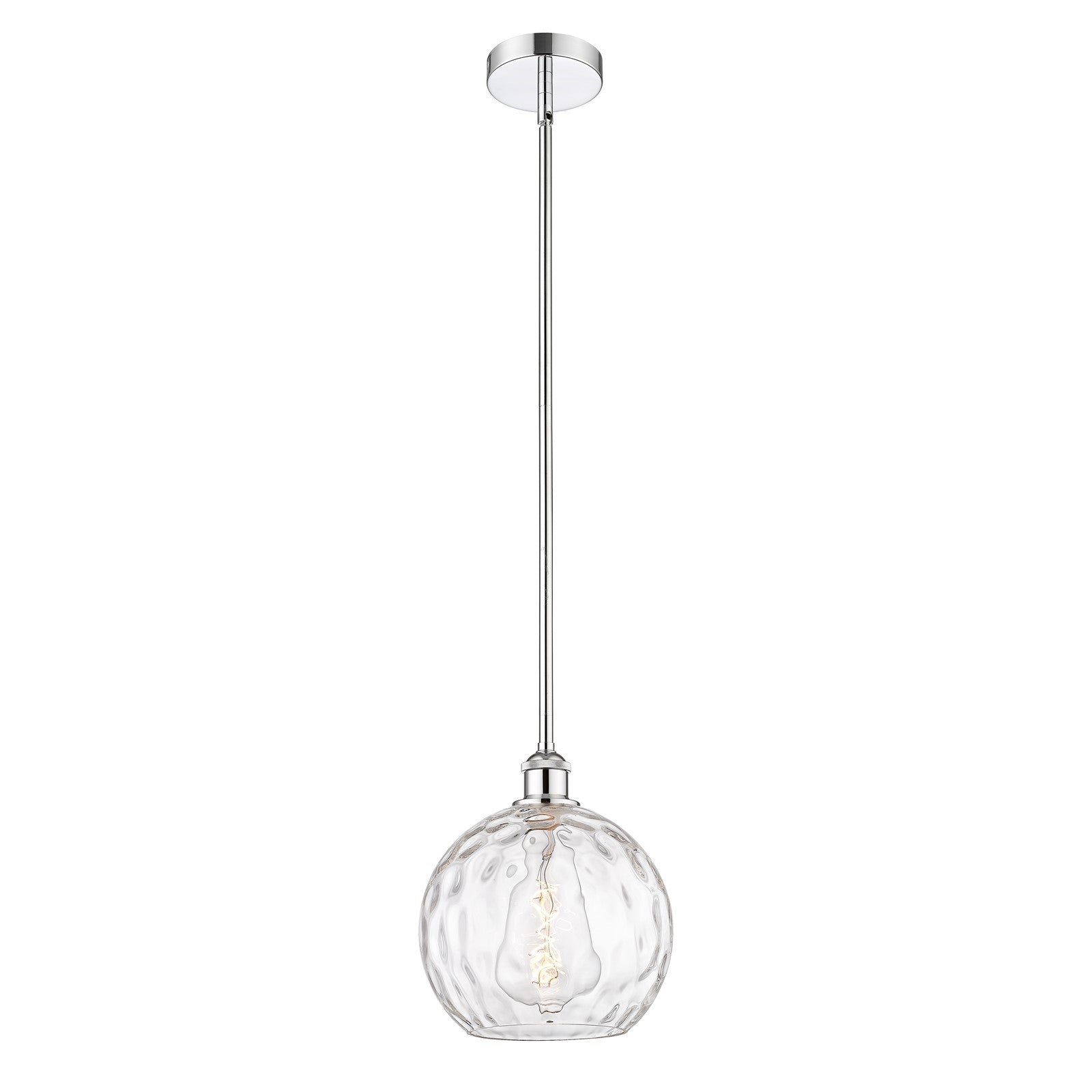 Innovations Athens Water Glass 10in 1-Light Mini Pendant | Industrial Polished Chrome Steel and Clear Glass | Kitchen Island & | Model 616-1S-PC-G1215-10