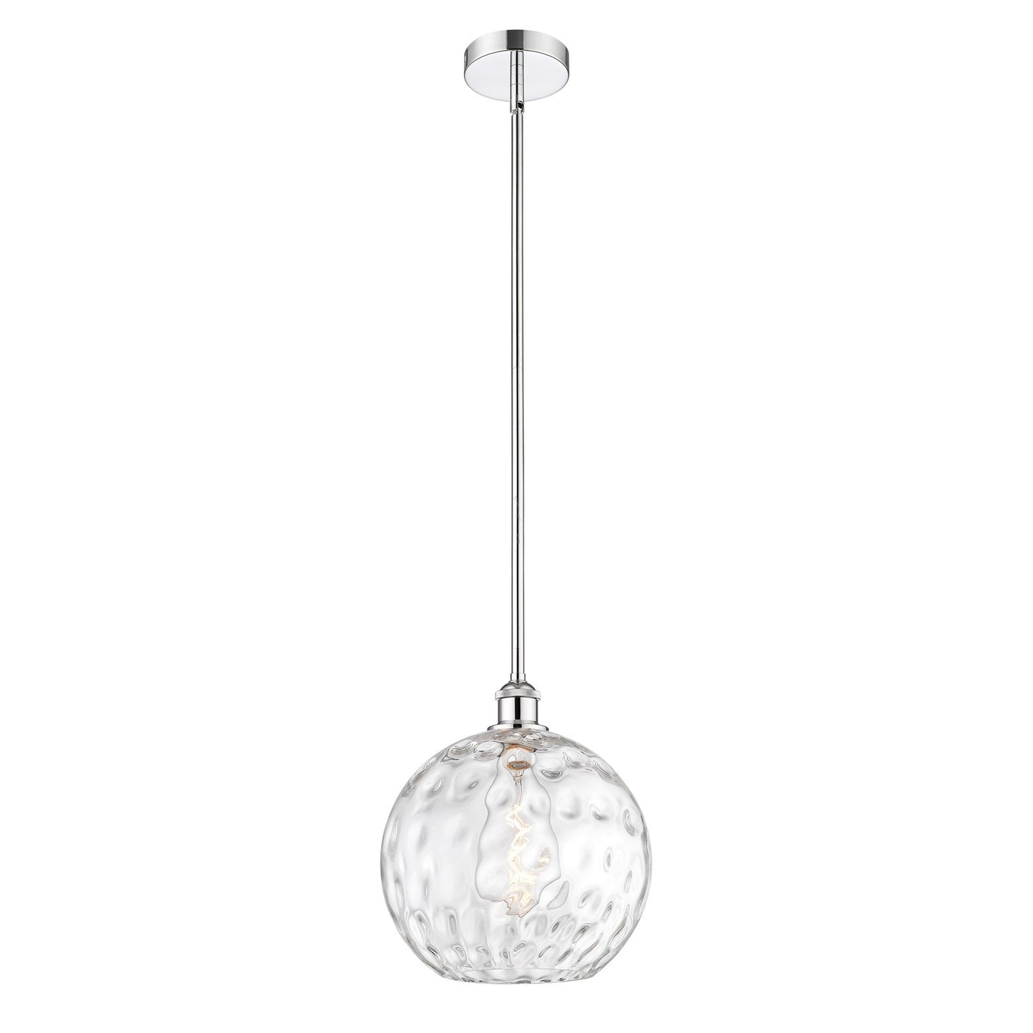 Innovations Athens Water Glass 12in 1-Light Mini Pendant | Industrial Polished Chrome Steel and Clear Glass | Kitchen Island & | Model 616-1S-PC-G1215-12